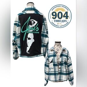 Jane’s Addiction Upcycled Flannel Cropped Shacket Oversized
